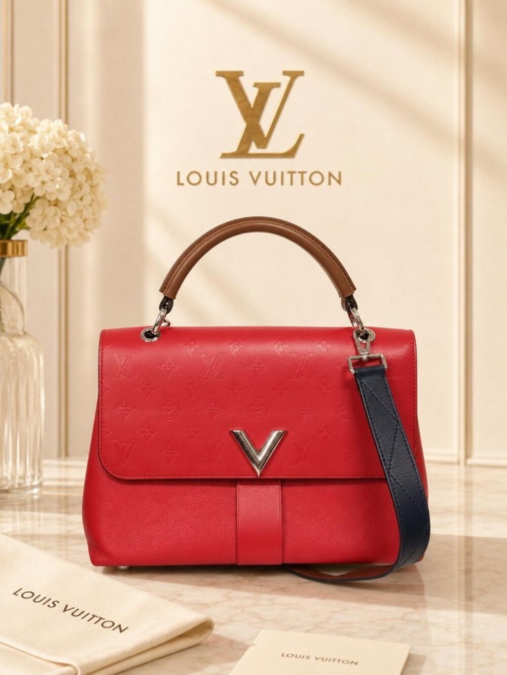 Authentic Louis Vuitton Very One Cuir Leather Top Handle Bag